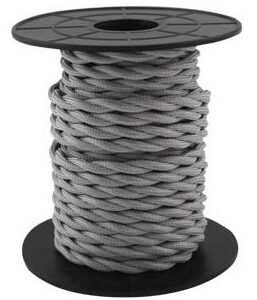 Bobine Cabo Eléctrico Têxtil Trançado 2x 0,75mm Cinza Claro (10 mts) - GSC