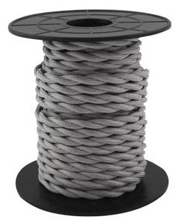 Bobine Cabo Eléctrico Têxtil Trançado 2x 0,75mm Cinza Claro (10 mts) - GSC
