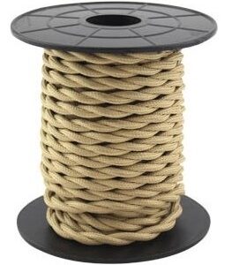 Bobine Cabo El?ctrico T?xtil Tran?ado 2x 0,75mm Castanho Claro (10 mts) - GSC