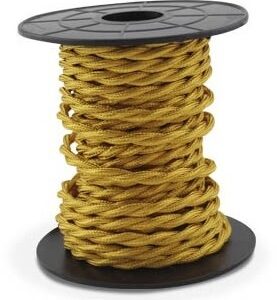 Bobine Cabo El?ctrico T?xtil Tran?ado 2x 0,75mm Dourado (10 mts) - GSC