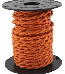 Bobine Cabo Eléctrico Têxtil Trançado 2x 0,75mm Laranja (10 mts) - GSC