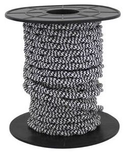 Bobine Cabo Eléctrico Têxtil Trançado 2x 0,75mm Preto/Branco (10 mts) - GSC