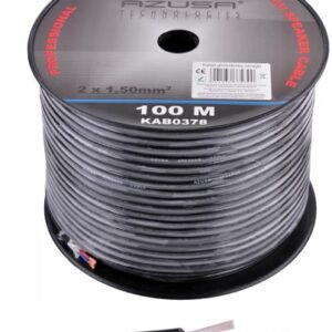Bobine Cabo Redondo Audio 2x 1,50mm² Preto (100 mts) - AZUSA