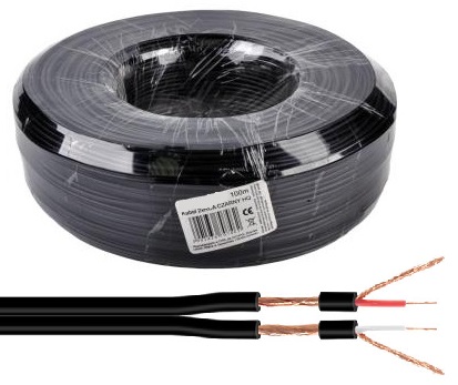 Bobine Cabo Audio Paralelo 2 Condutores + 2 Malhas Preto (100 mts) - NIMO