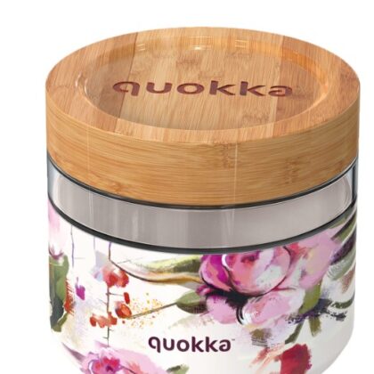 Recipiente de vidro para comida 820 ml c/ Tampa (Flores escuras) - QUOKKA