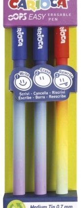 Pack 3x Esferográficas Apagáveis OOPS Easy (2x Azuis/Vermelho) - CARIOCA