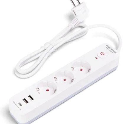 Extensão Tripla c/ 2 USB-A + USB-C + Interruptor (1,5 mts)