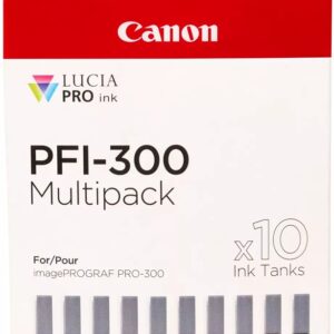 Pack 10x Tinteiros PFI-300 (Preto / Azul / Ciano / Cinzento / Magenta / Vermelho) - CANON