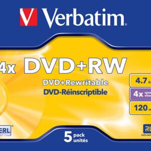 CD/DVD+RW Matt Silver 4.7 GB (5 peças) - VERBATIM