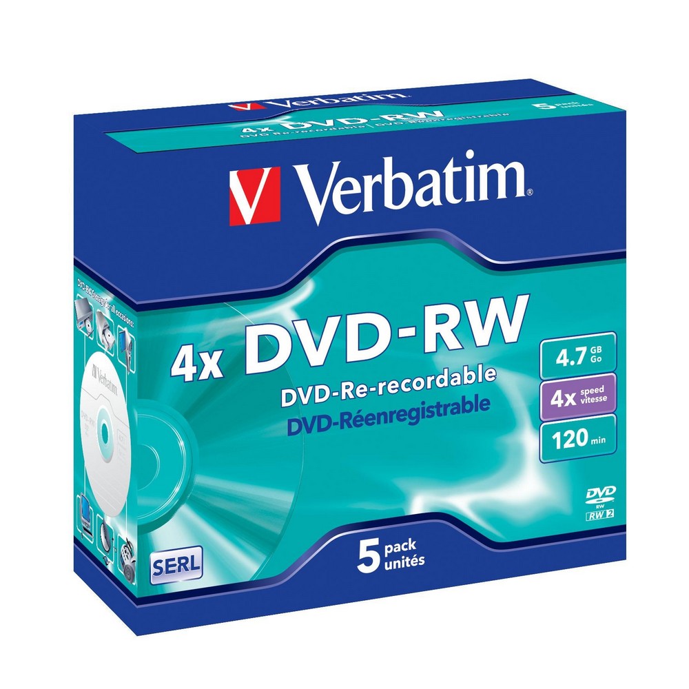 Pack 5x DVD-RW 4x 4.7GB - VERBATIM