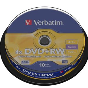 Pack 10x DVD+RW Matt Silver 4.7GB - VERBATIM