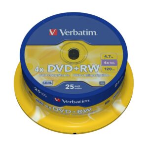 Pack 25x DVD+RW Matt Silver 4,7GB 4x - VERBATIM