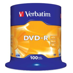 Pack 100x DVD-R 4.7GB Matt Silver - VERBATIM