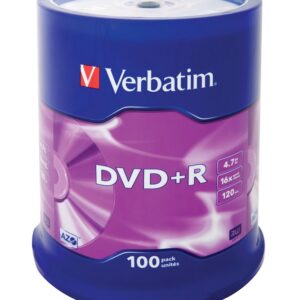 Pack 100x DVD+R Matt Silver 4,7GB - VERBATIM