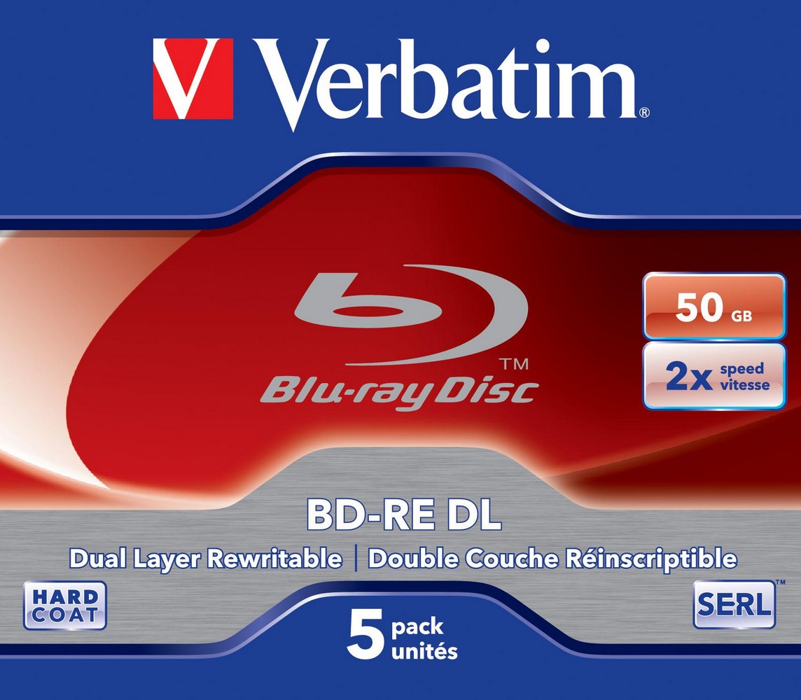 Pack 5x Blu-Ray BD-RE DL 50GB 2x - VERBATIM