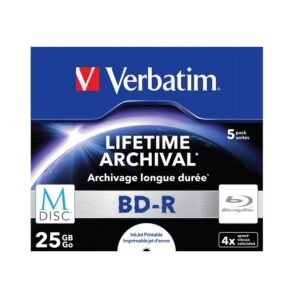 Pack 5x Blue-Ray BD-R M-Disc 4x 25GB - VERBATIM