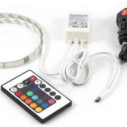 Pack Fita 30 LEDs IP65 RGB (1 metro) 12/24V + Controlador + Cabo Alimentação Isqueiro - ALL Ride