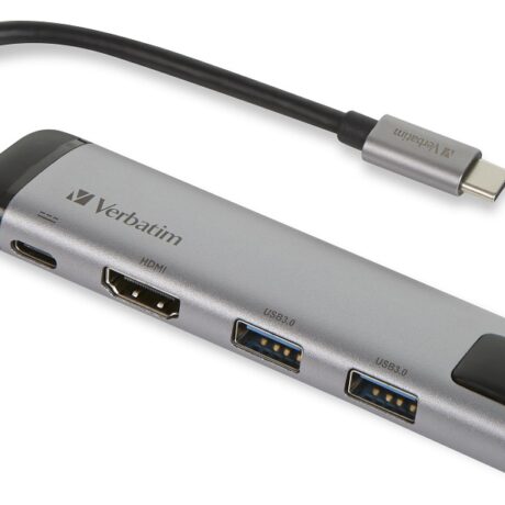 Hub USB C - USB C / HDMI / 2x USB A / RJ45 (Cinzento) - VERBATIM