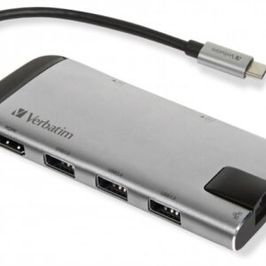 Hub USB C - MicroSD / HDMI / 3x USB A / RJ45 (Cinzento) - VERBATIM