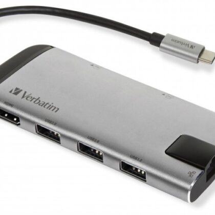 Hub USB C - MicroSD / HDMI / 3x USB A / RJ45 (Cinzento) - VERBATIM