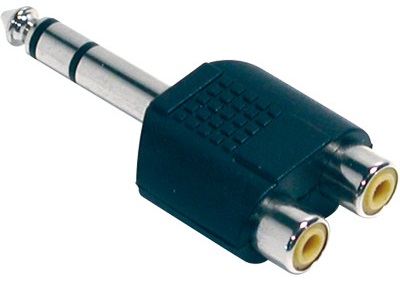 Ficha Adaptadora Jack 6,5mm Stereo Macho - 2 RCA Femea