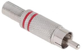 Ficha RCA Macho Met?lica c/ Anel Vermelho