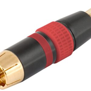 Ficha RCA Metálica Macho c/ Anel Vermelho
