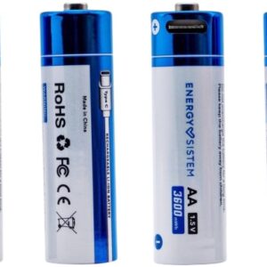 Blister 4x Pilhas Recarregáveis AA 2270mAh c/ Carregamento por USB-C - ENERGY-SISTEM