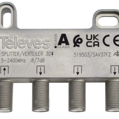 Repartidor Interior (5-2400MHz) 3 Saídas F 5...2400MHz 8/7dB - TELEVES 519503