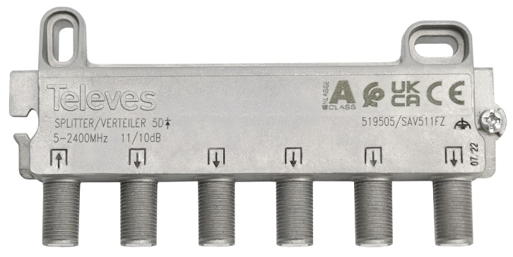Repartidor Interior (5-2400MHz) 5 Saídas 10dB F DC - TELEVES 519505