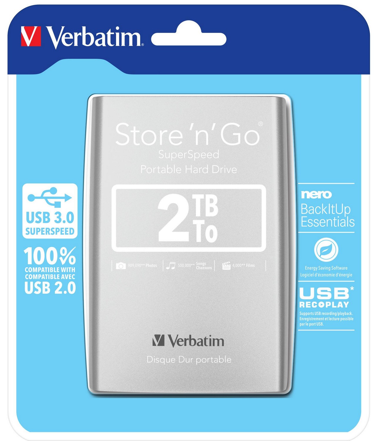 Disco Externo Store-n-Go 2.5 2TB 3.2 (Prateado) - VERBATIM