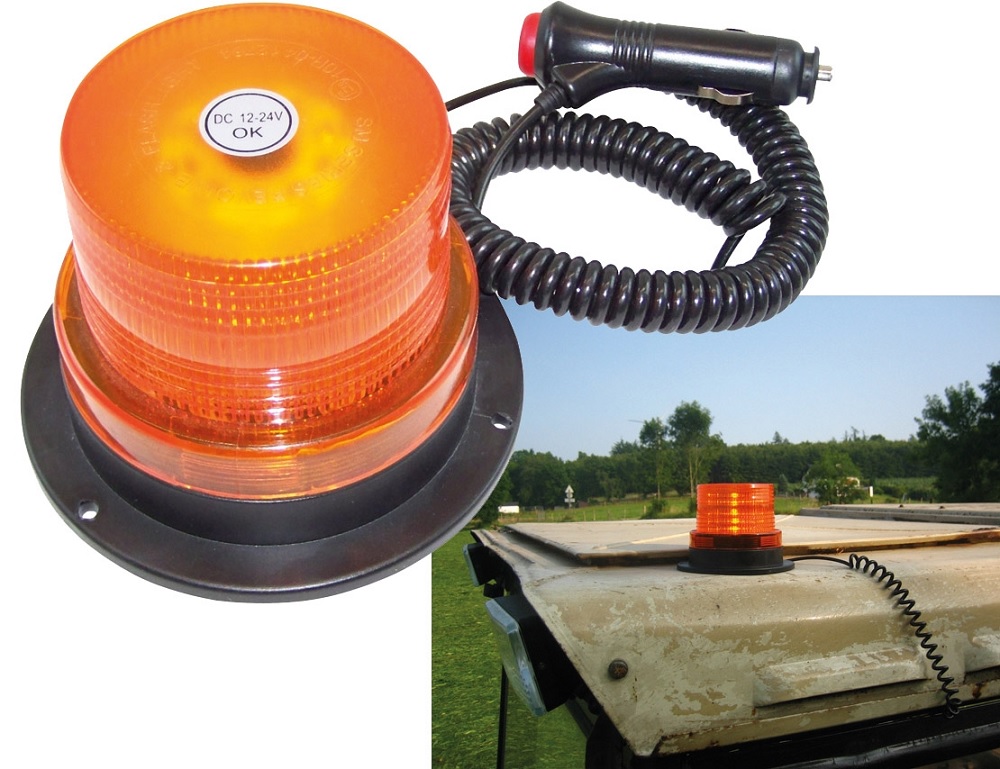 Luz de Emergência 60 LEDs Magnética 12/24V Laranja c/ Cabo (2 mts)