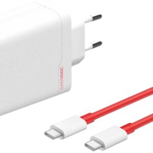 Carregador Dual Ports USB-C + USB-A SUPERVOOC 120W GaN c/ Cabo USB-C (Branco) - ONEPLUS