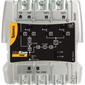 Amplificador Minikom MATV 4E/1S EasyF FM-VHF-UHF-UHF - TELEVES 562422