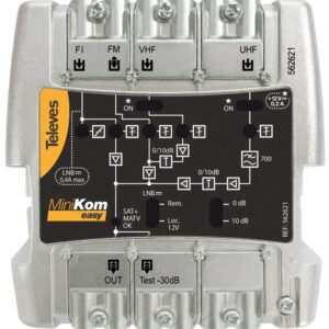 Amplificador MiniKom MATV+FI 4E/1S EasyF: FM-VHF-UHF-FI - TELEVES 562621