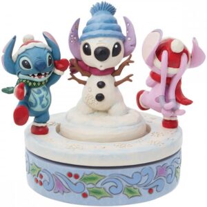 Figura Disney! Stitch & Angel c/ Boneco de Neve Rotativo - PALADONE