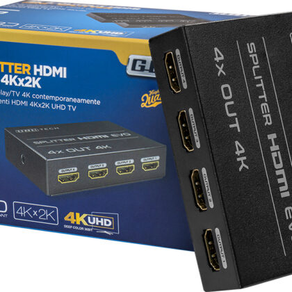 Distribuidor de Sinal HDMI 4K V1.4 (1 Entrada / 4 Saidas)