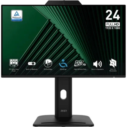 Monitor MSI MP242PMG 23.8" FullHD IPS 120Hz 4ms com Webcam 1xDP 1xVGA 1xHdmi Audio Hub Usb Ajuste em altura Pivot