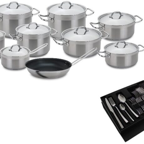 Conjunto de Cozinha Profissional Tejo em Aço Inoxidável (9 Peças + Faqueiro) - SILAMPOS