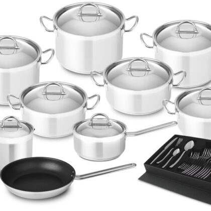 Conjunto de Cozinha em Aço Inoxidável + Faqueiro (9 Peças) - SILAMPOS