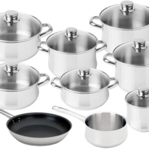 Conjunto de Cozinha Low Cost Classic Glass em Aço Inoxidável (9 Peças) - SILAMPOS