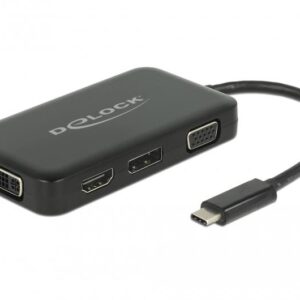 Hub USB C - DVI / HDMI / Displayport / VGA (Preto) - DELOCK