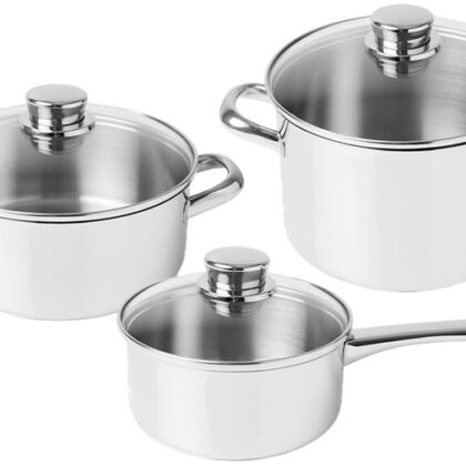 Conjunto de Cozinha Low Cost Essential Glass em Aço Inoxidável (3 Peças) - SILAMPOS