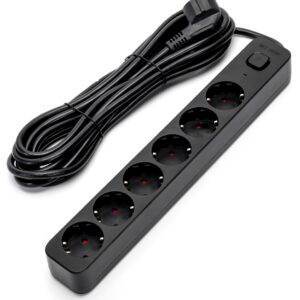 Extensão Sextupla c/ Interruptor (5 mts) - Preto