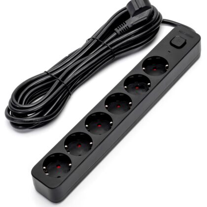 Extensão Sextupla c/ Interruptor (5 mts) - Preto