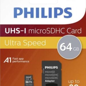 Cartão de Memória 64GB MicroSDHC Class 10 + Adaptador - PHILIPS