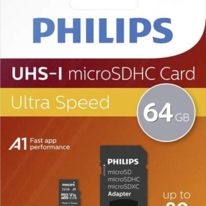Cartão de Memória 64GB MicroSDHC Class 10 + Adaptador - PHILIPS