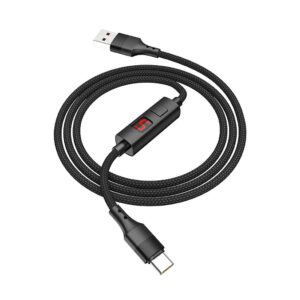 Cabo USB Macho - USB C Macho S13 c/ Ecr? (Preto) 1,20 mts - HOCO