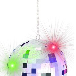 Bola de Espelhos 20cm c/ Motor 18 LEDs Coloridos