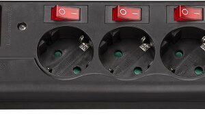 Extensão Sextupla c/ Interruptor p/ Cada Via (1,5 mts) - Preto